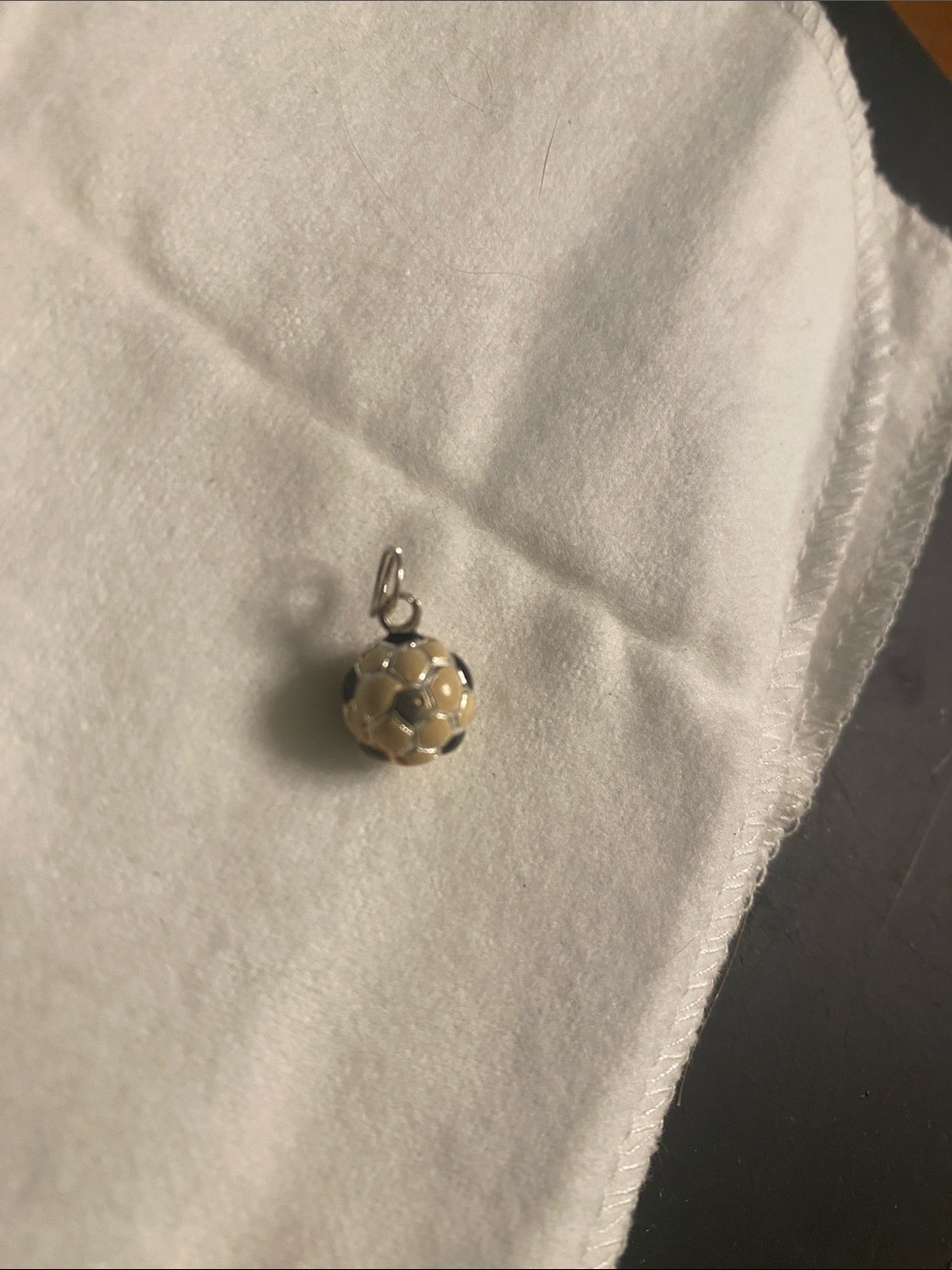 Vintage Sterling Silver Enameled Soccer Ball Charm